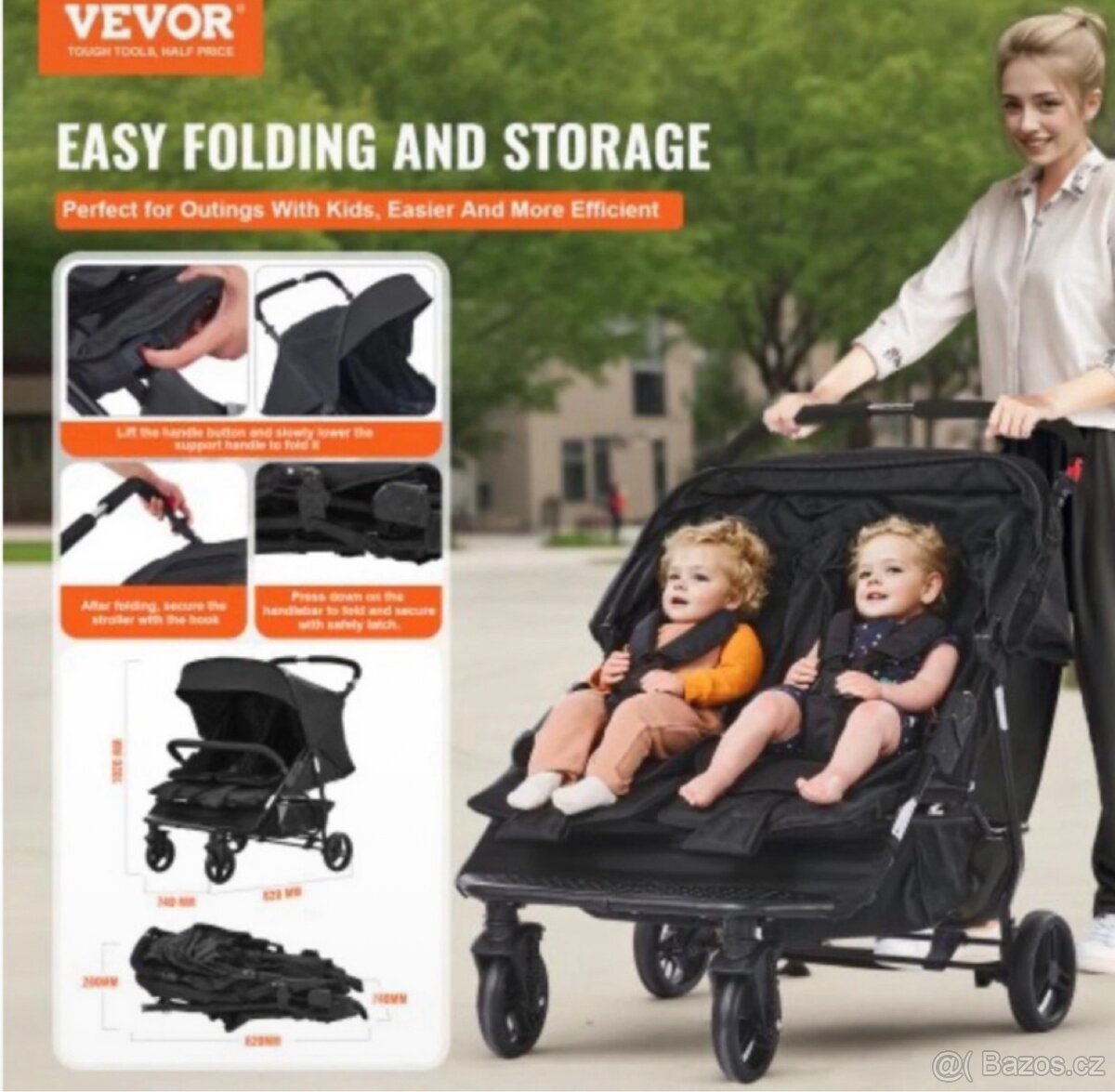 VEVOR Dvojitý kočárek - 5
