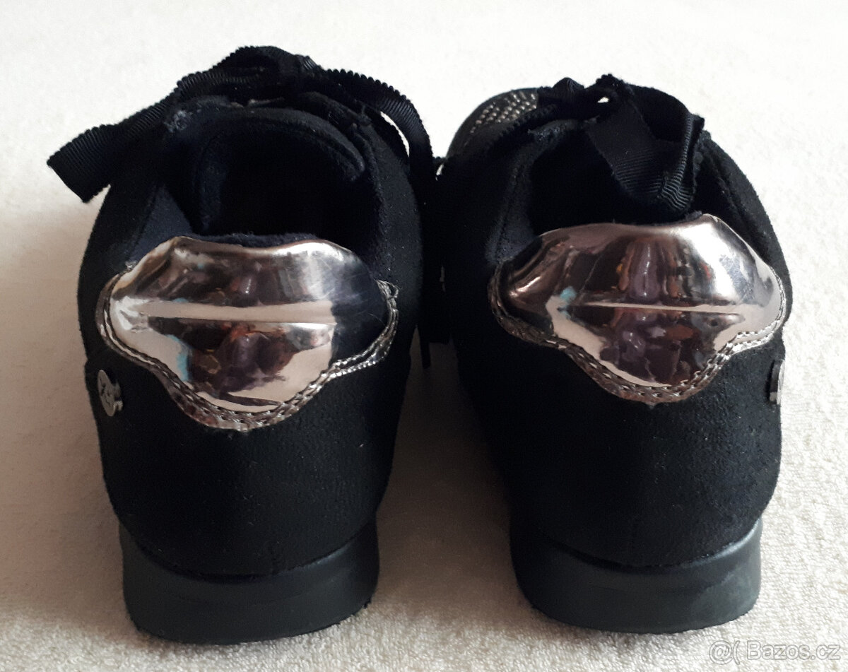 Dětské boty, botky, černé se stříbrnými kamínky, vel.32 - 5