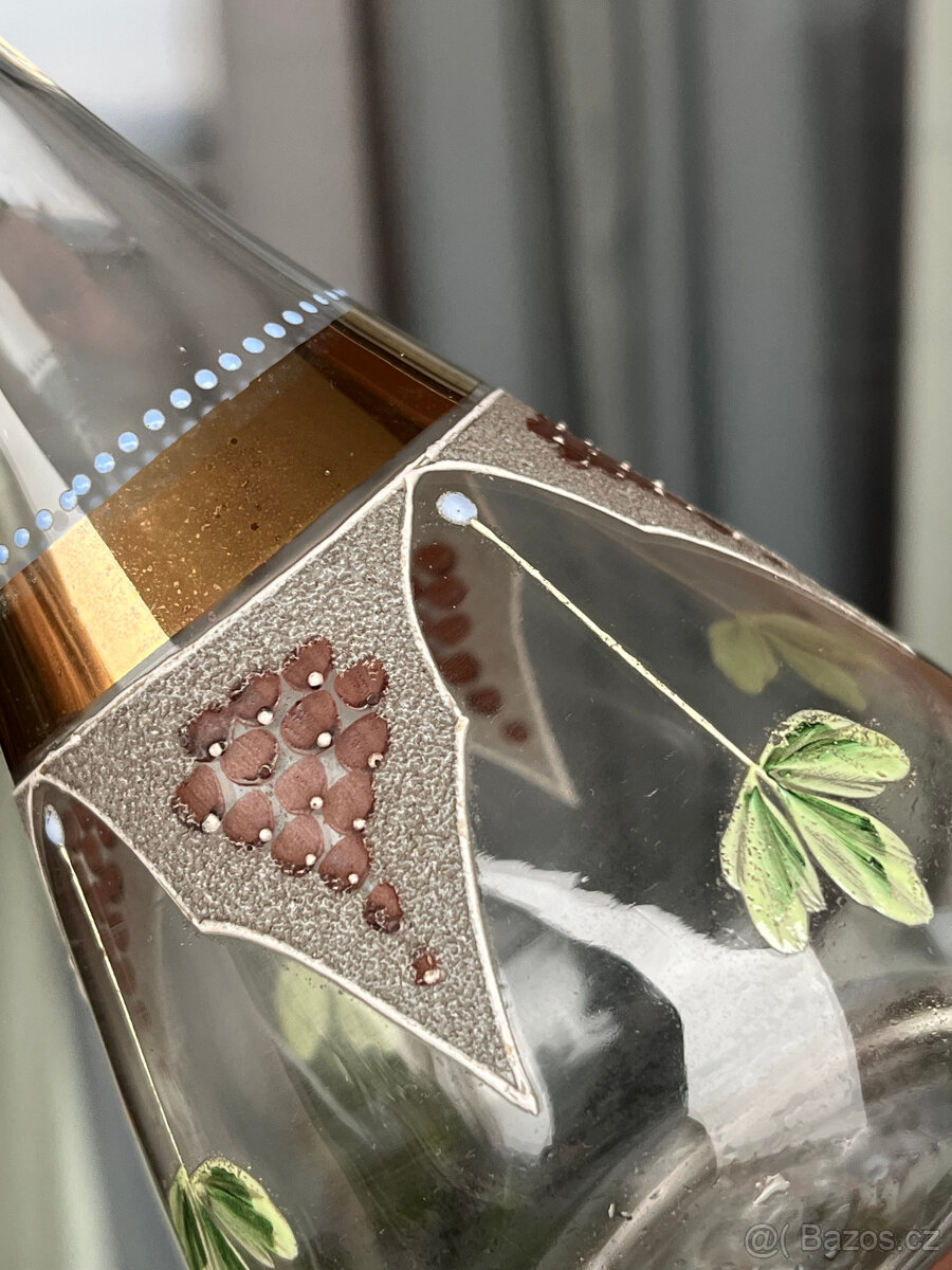 Starožitná likérová sada - karafa a 5x panák - 5