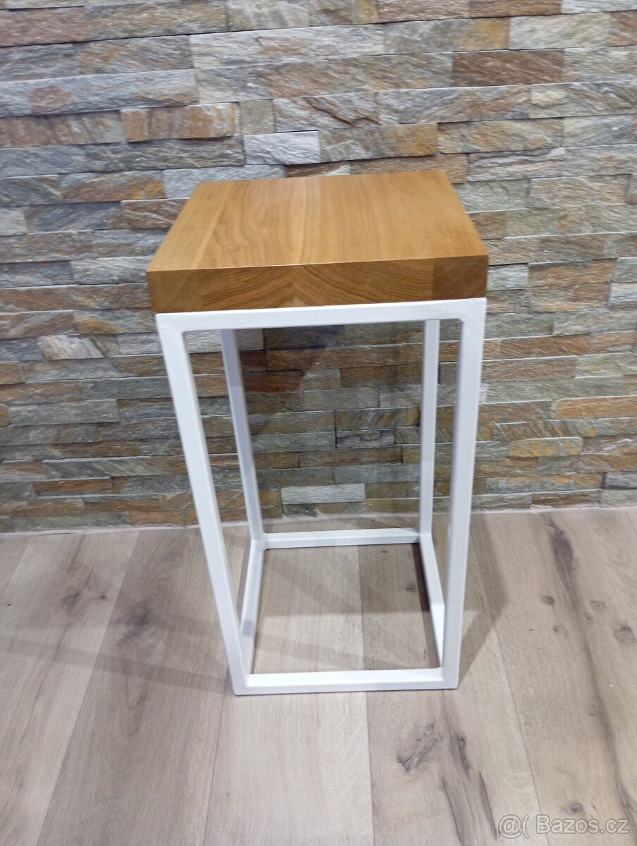 Odkládací stolek dub/kov - 5