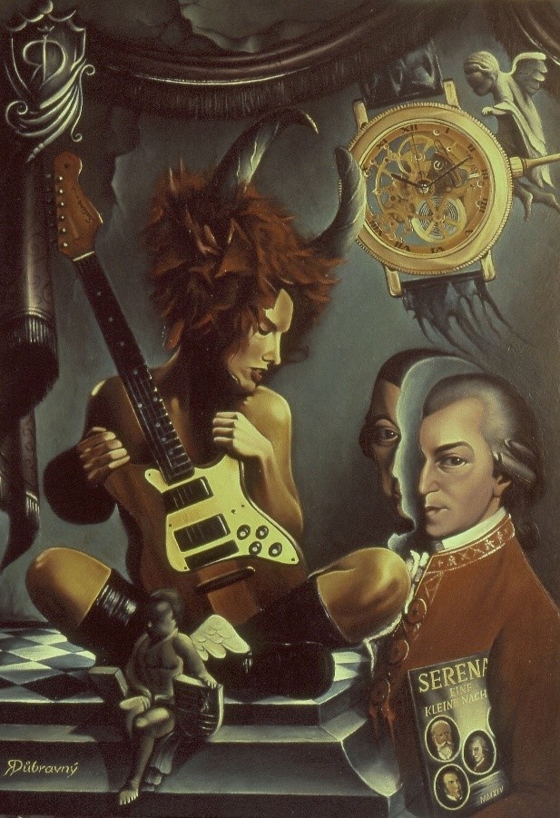 Obrazy + čerstvé unikátní malby - Karel Gott + pražský orloj - 5