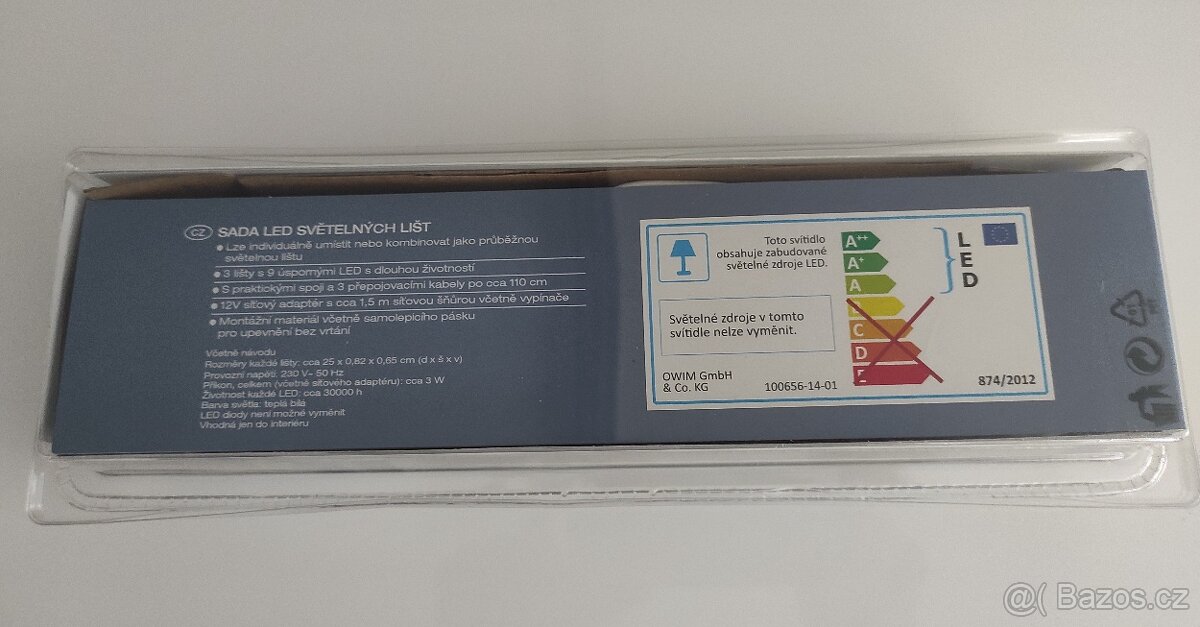 Samolepicí LED lišty - 3 kusy v balení - 5