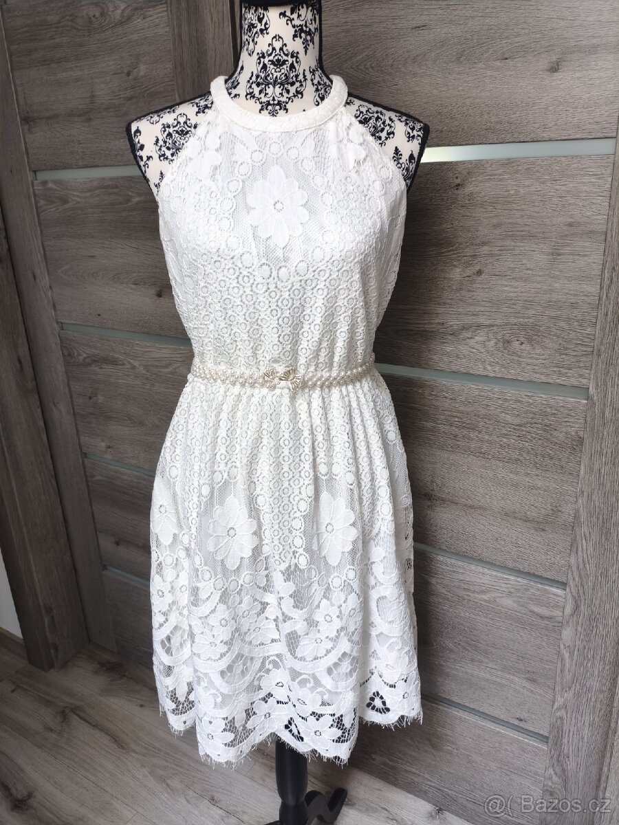 Bílé krajkové šaty zn. VILA vel. 42/44 - 5