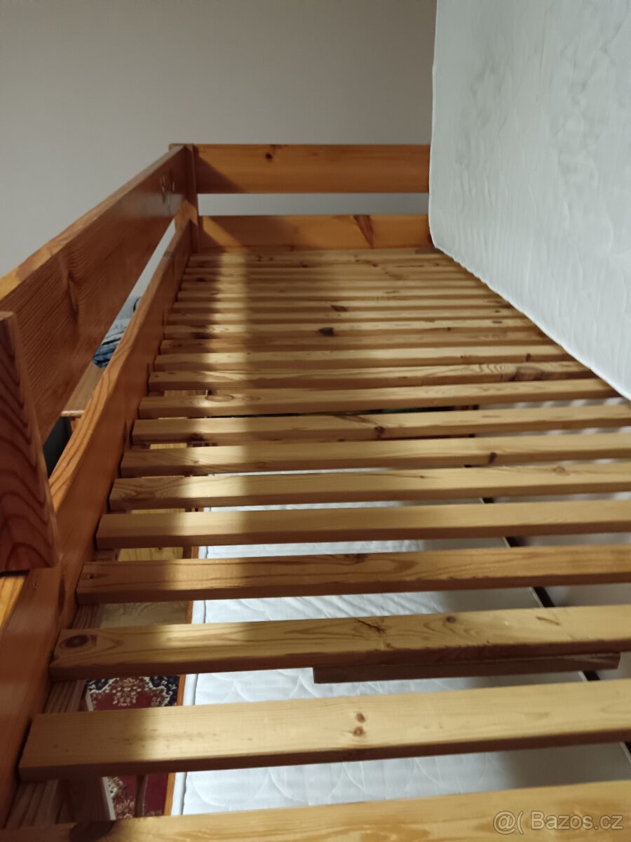 Patrová postel, z Německa, pevná, z borovice+ matrace+ rošty - 5