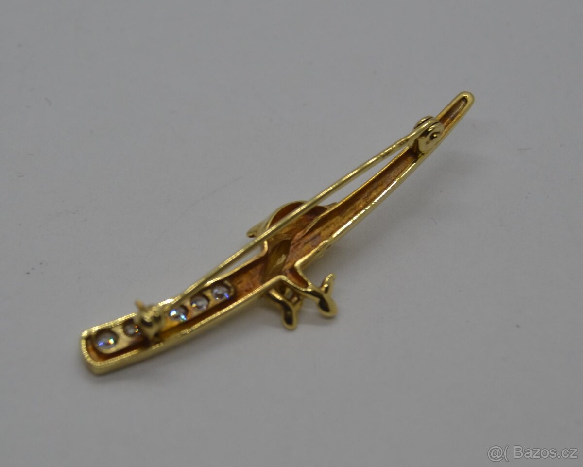 Zlatá brož s 6 ti brilianty - 5
