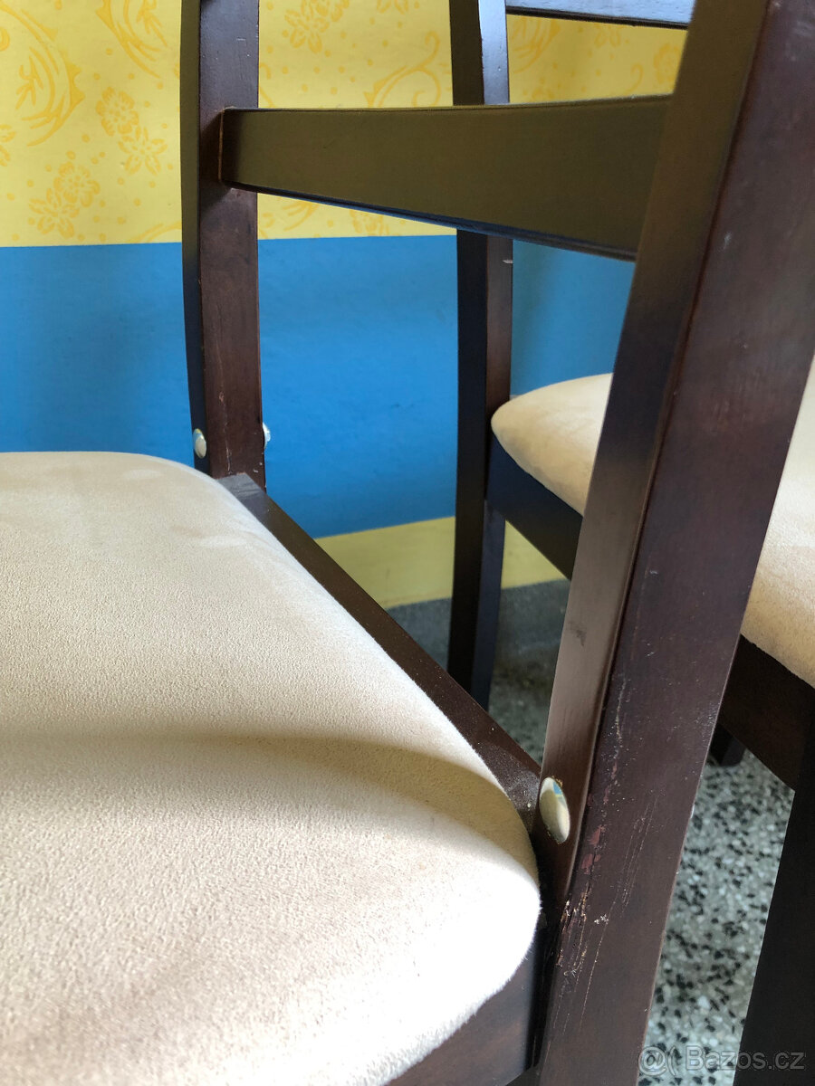 2ks jídelní kuchyňské židle. Dřevěná s polstrováním - 5