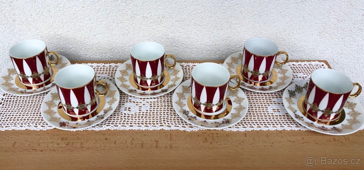 Porcelánová sada šesti hrnečků s talířky Nefertiti J. Ježek - 5