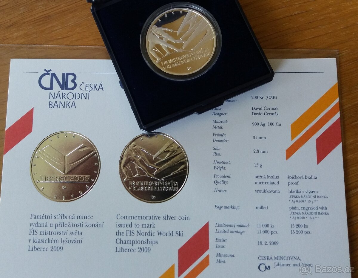 7x 200 Kč stříbrné mince ČNB_1995-2009_BK / PROOF - 5