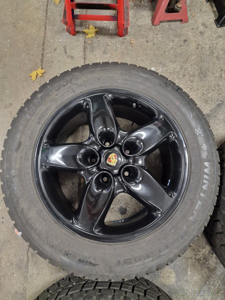 Alu Kola Porsche CAYENNE,zimní pneu 255/55/18,slušný stav - 5