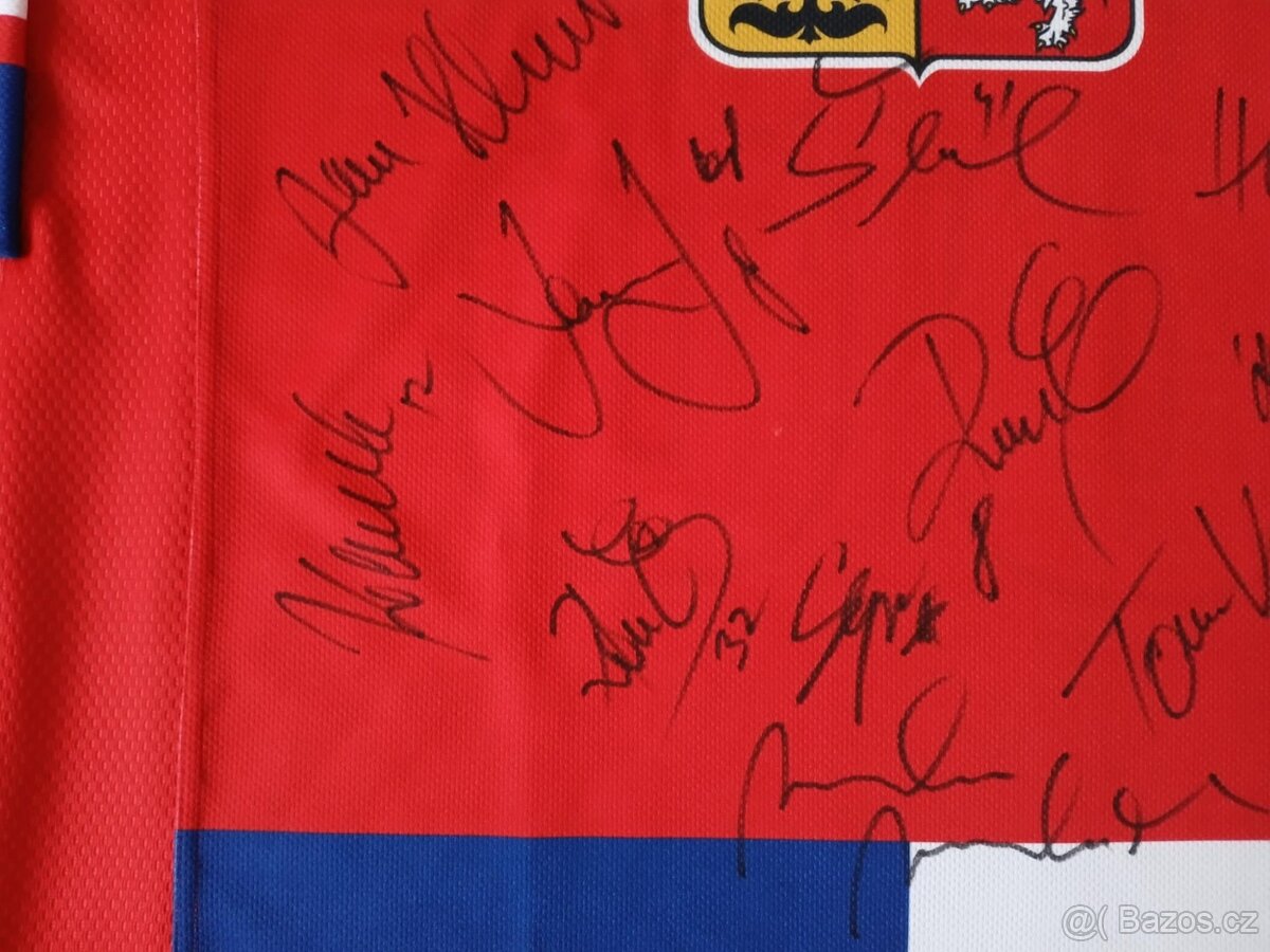 Hokejový dres ČR Jaromír Jágr - MS 2004 s podpisy hráčů - 5
