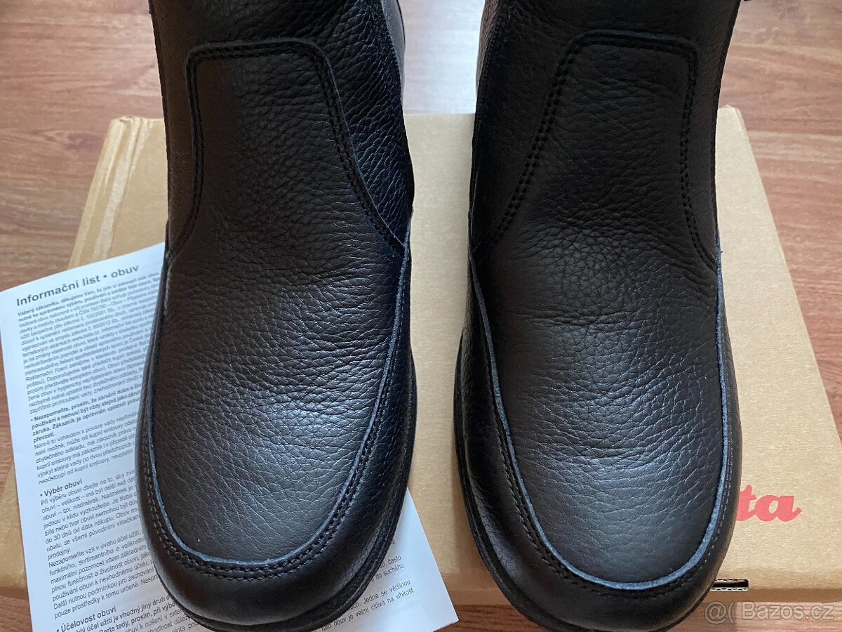 Nové pánské kožené zimní elegantní boty Baťa s kožich. - 44 - 5