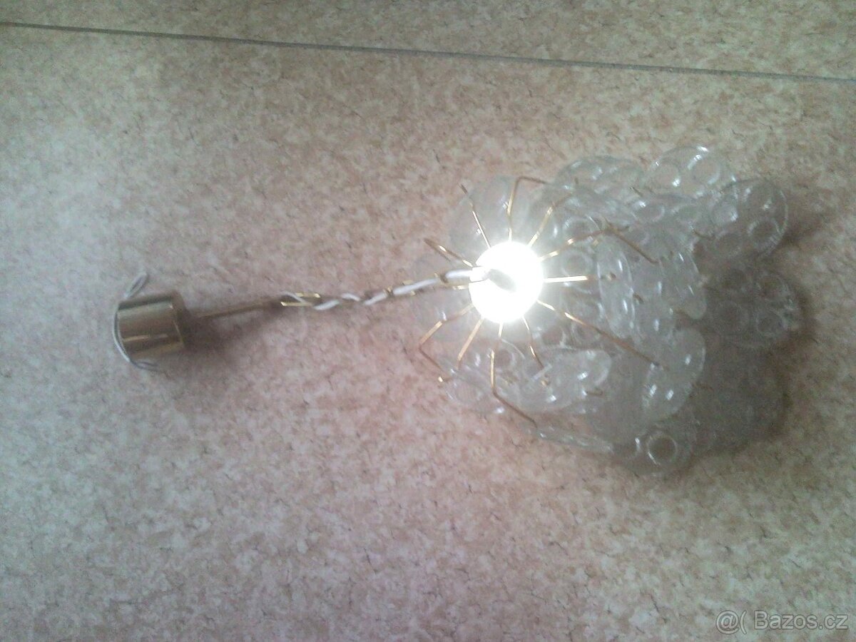 LUSTR SKLENĚNÝ S OVĚSY starožitný, retro - 5