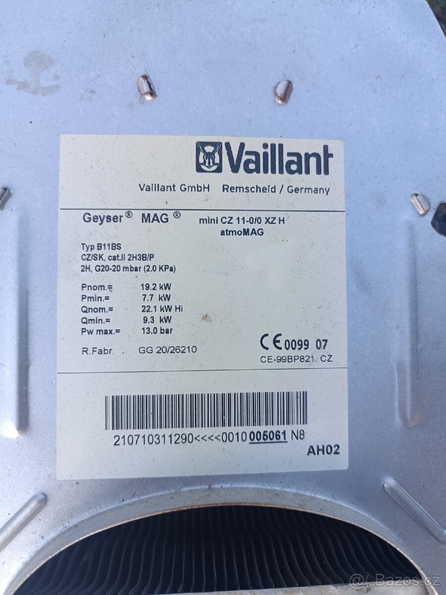 Plynový ohřívač vody karma Vaillant atmoMAG - 5