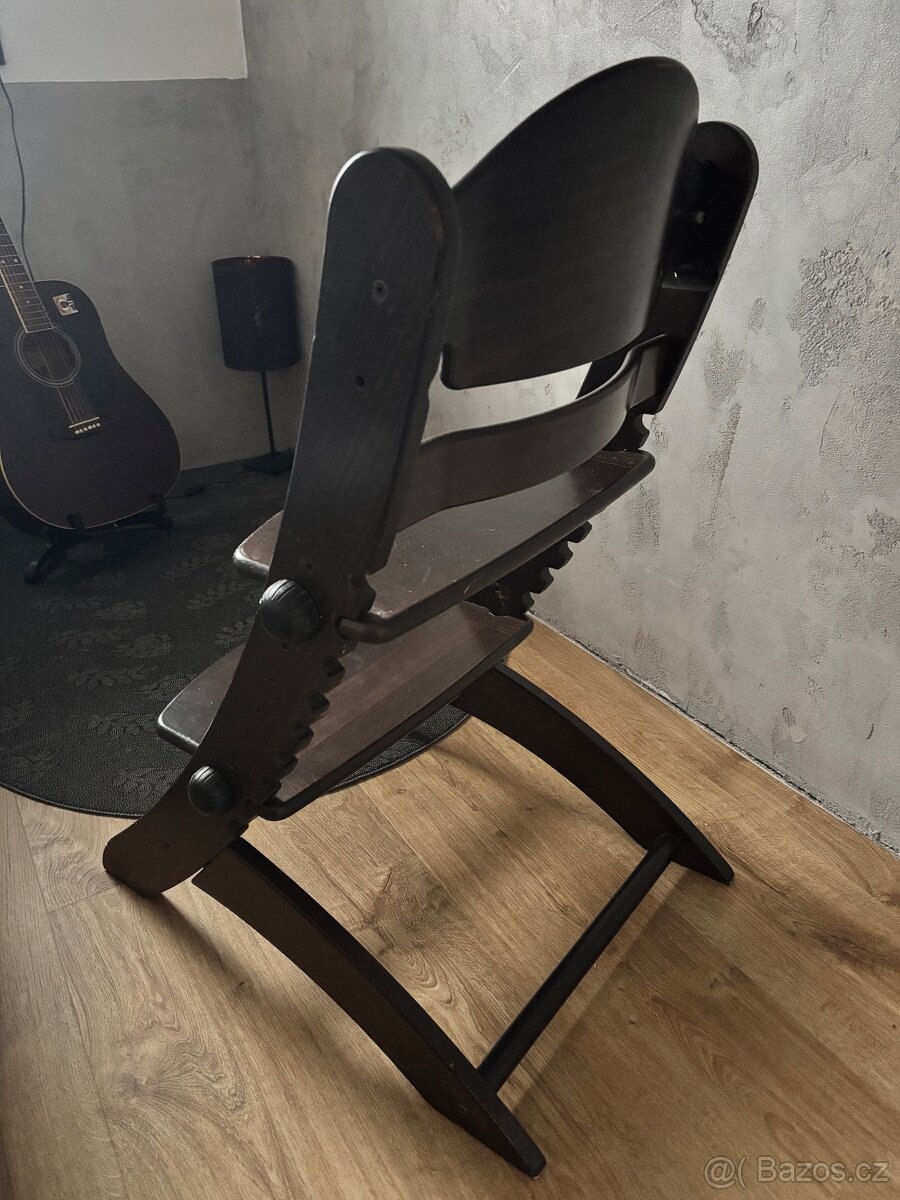 Tmavě hnědá dřevěná rostoucí dětská židle Geuther - 5