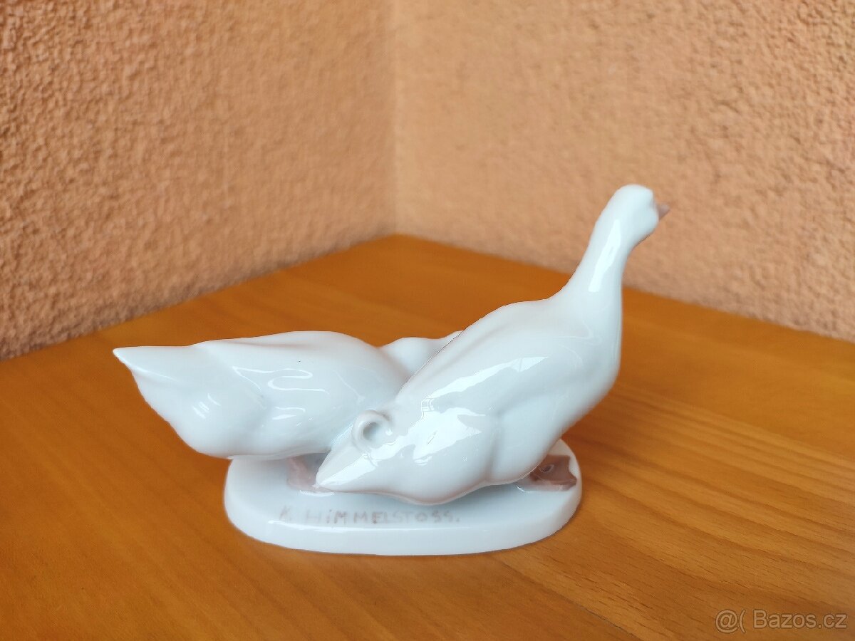 STARA PORCELÁNOVÁ SOCHA, HUSY, značky ROSENTHAL. - 5