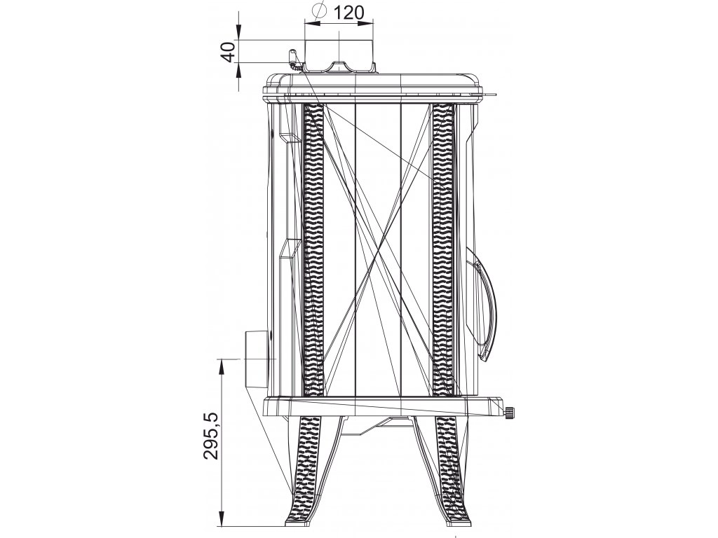 GUČA Krbová kamna ELIPTIKO, 7,5 kW, 47,7 x 47,3 x 86 cm - 5