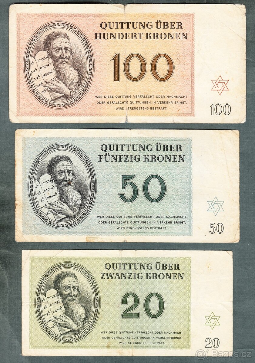 Staré bankovky KOMPLET SESTAVA židovského ghetta TEREZÍN - 5