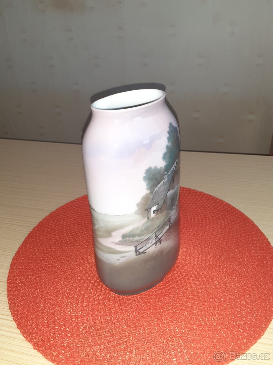 Secesní váza s malbou pod glazurou - Eichwald - 5