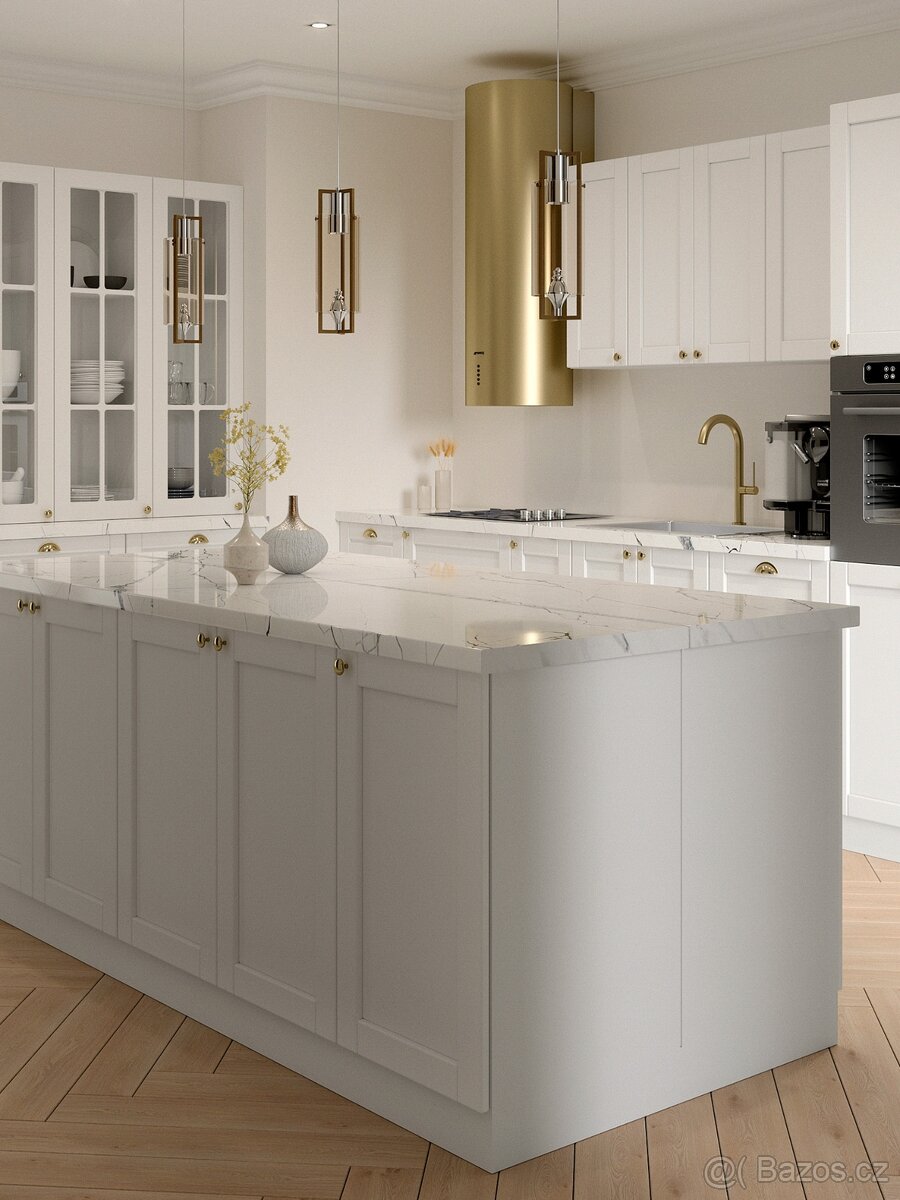 krásná designová kuchyňská sestava bílý a šedý mat - 5