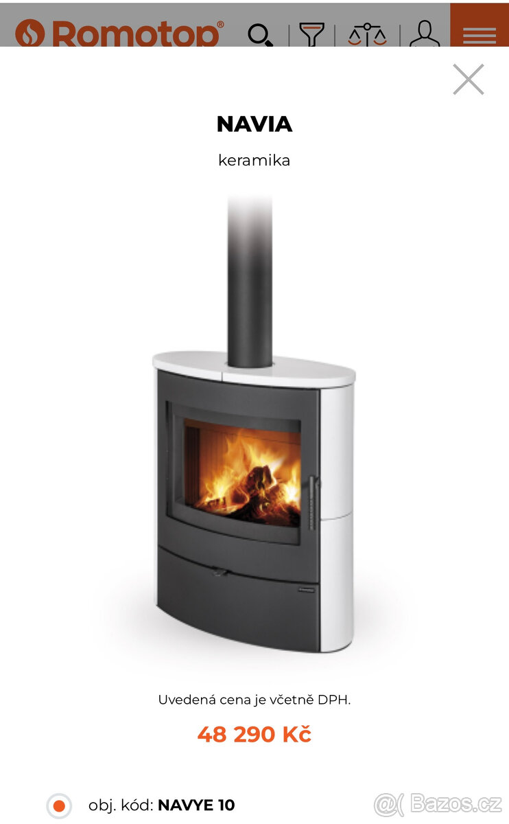 Moderní krbová kamna s bílými kachlemi - téměř nová - 5