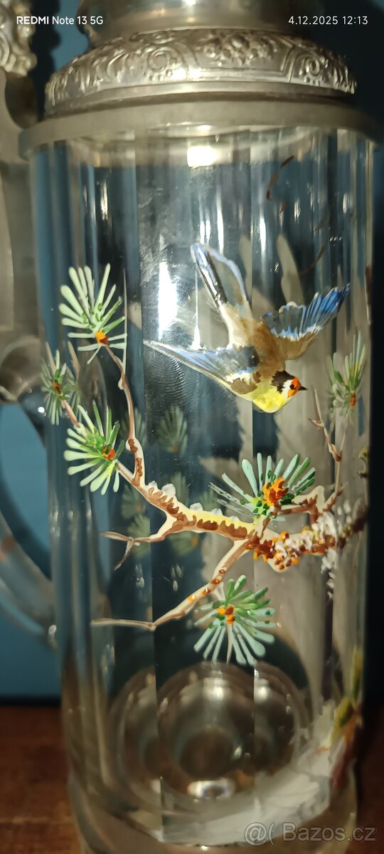 Korbel malovaný 1880 luxusní ptáček a ptáček - 5