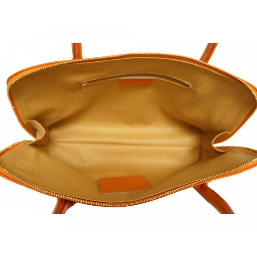 Kožená kabelka z Itálie oranžová Nová nepoužívaná - 5