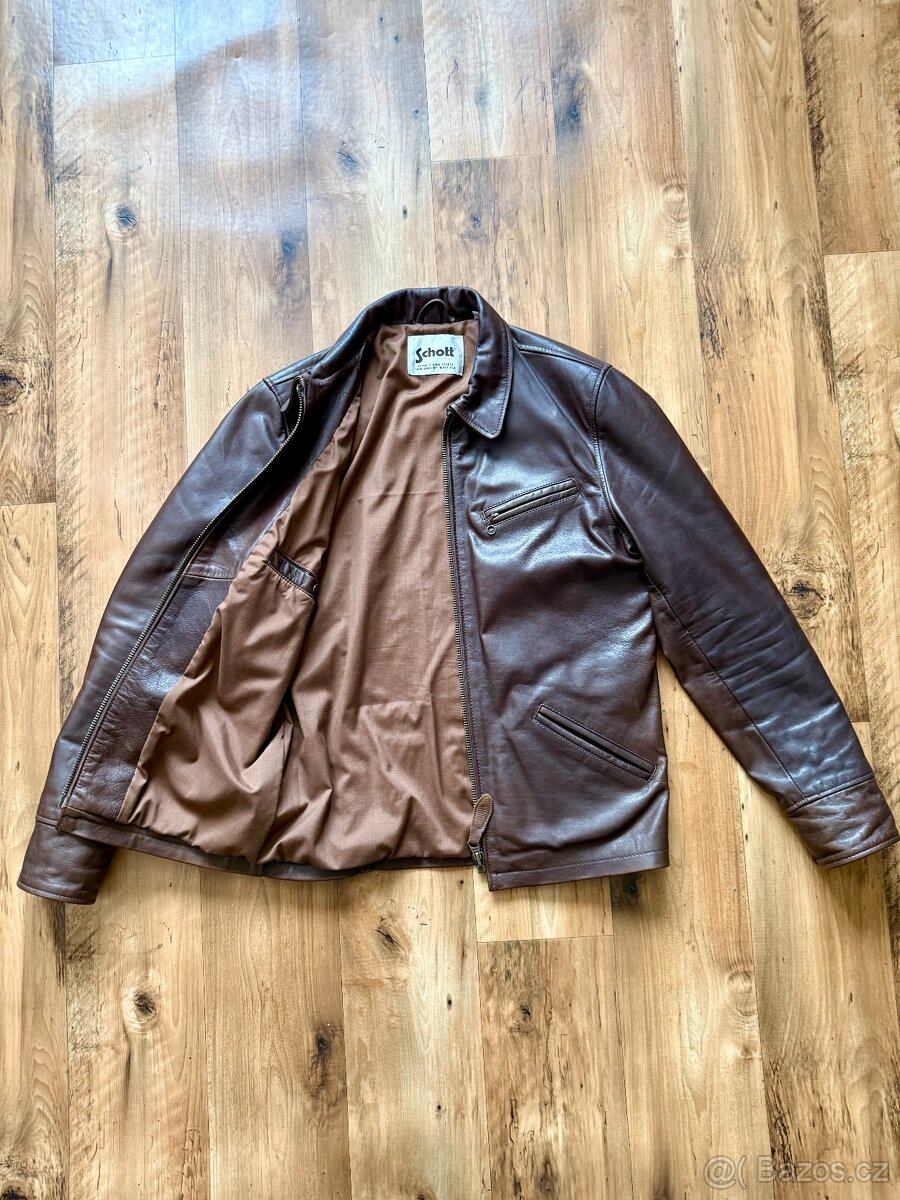 Schott kožená bunda hnědá, vel. M - 5