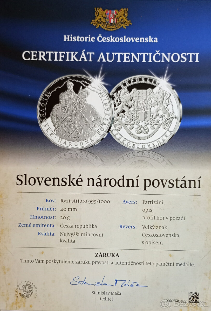 Pamětní medaile – Slovenské národní povstání Ryzí stříbro - 5
