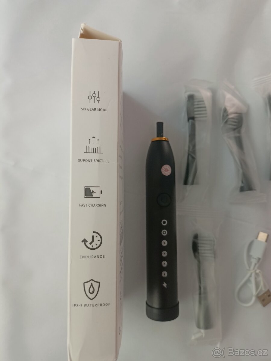 Elektrický zubní kartáček + 3 hlavice, supersonický nový - 5