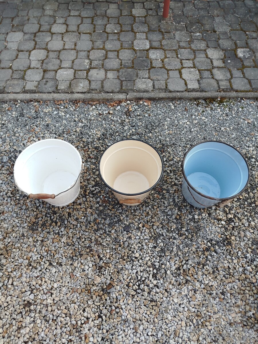 Hrnce,kýble,zadělavací mísy, škopky - 5