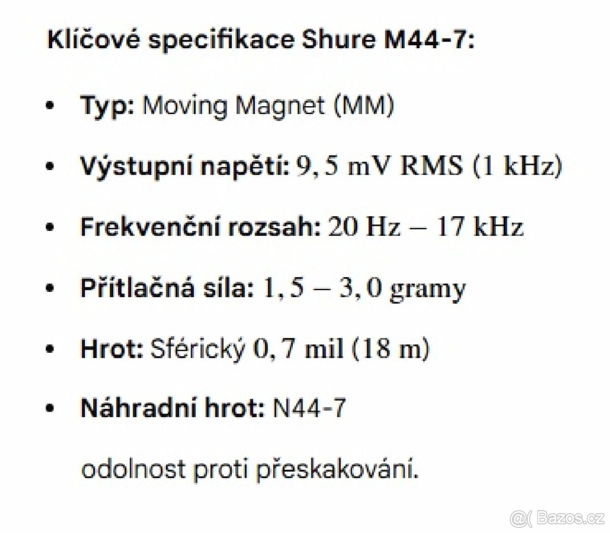 Gramofonová vložka SHURE M44-7 - 5