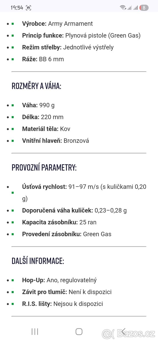 Airsoft R28-B Tan Colt 1911 celokov plyn - 5
