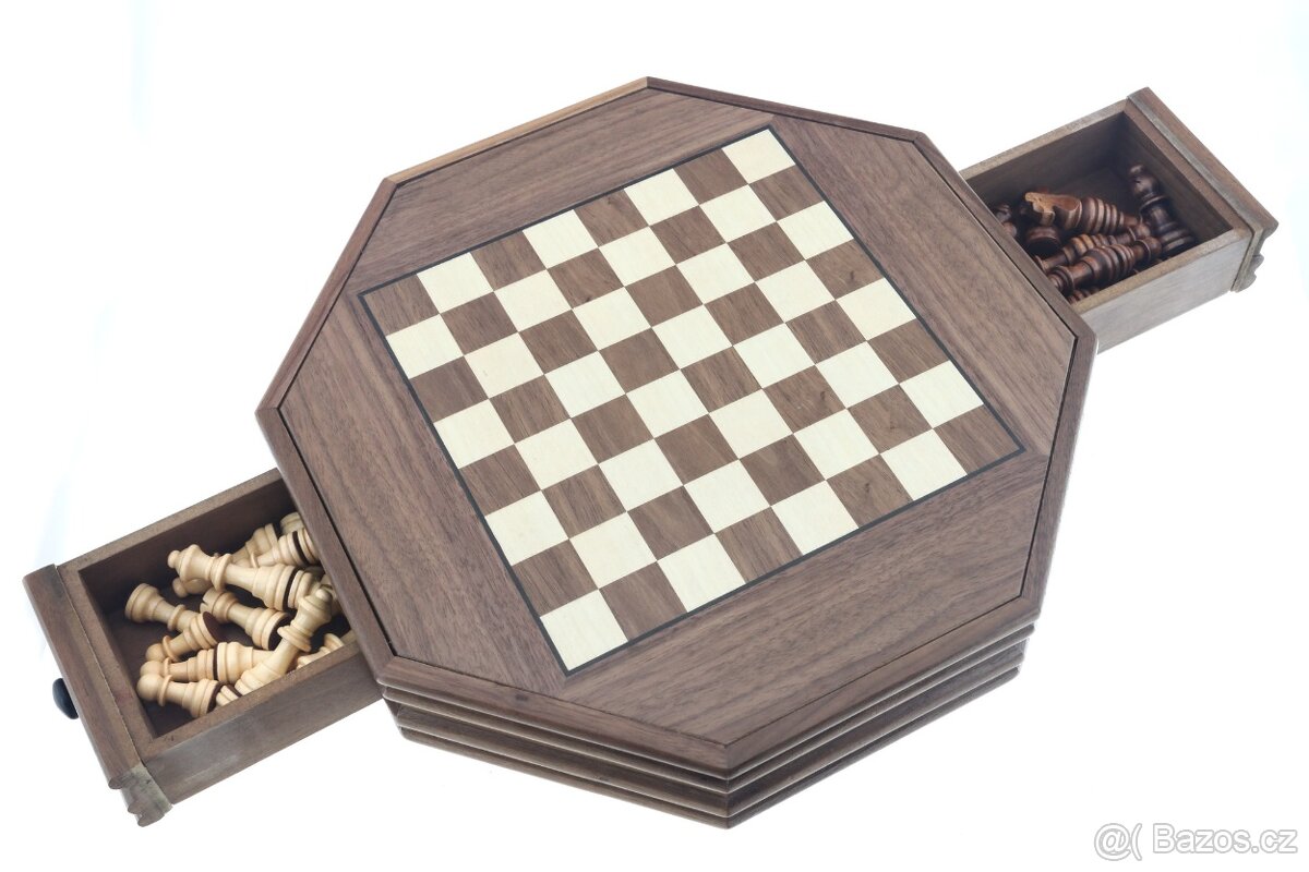 Dřevěná šachovnice Octagon 34x34 cm s magnetickými figurkami - 5