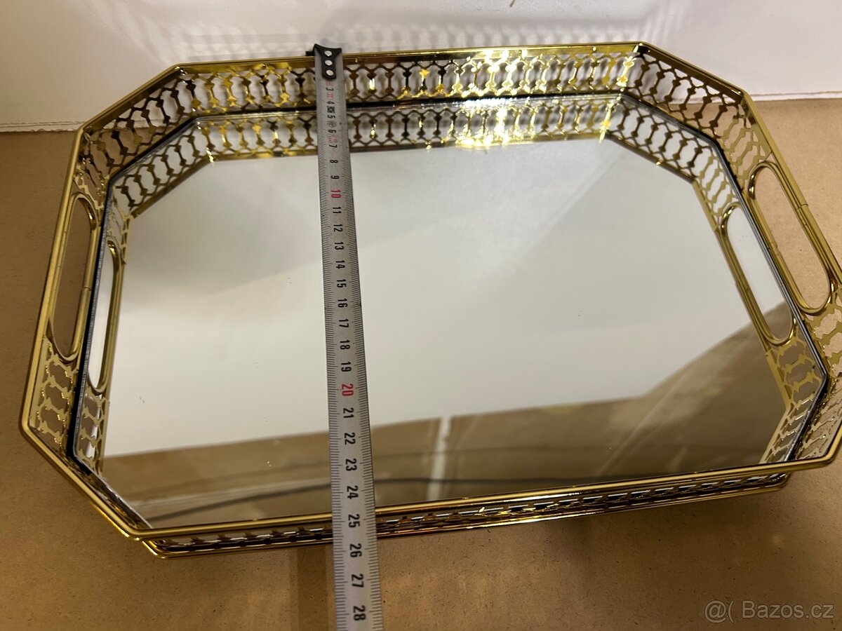 Zlatý dekorativní zrcadlový podnos - 5