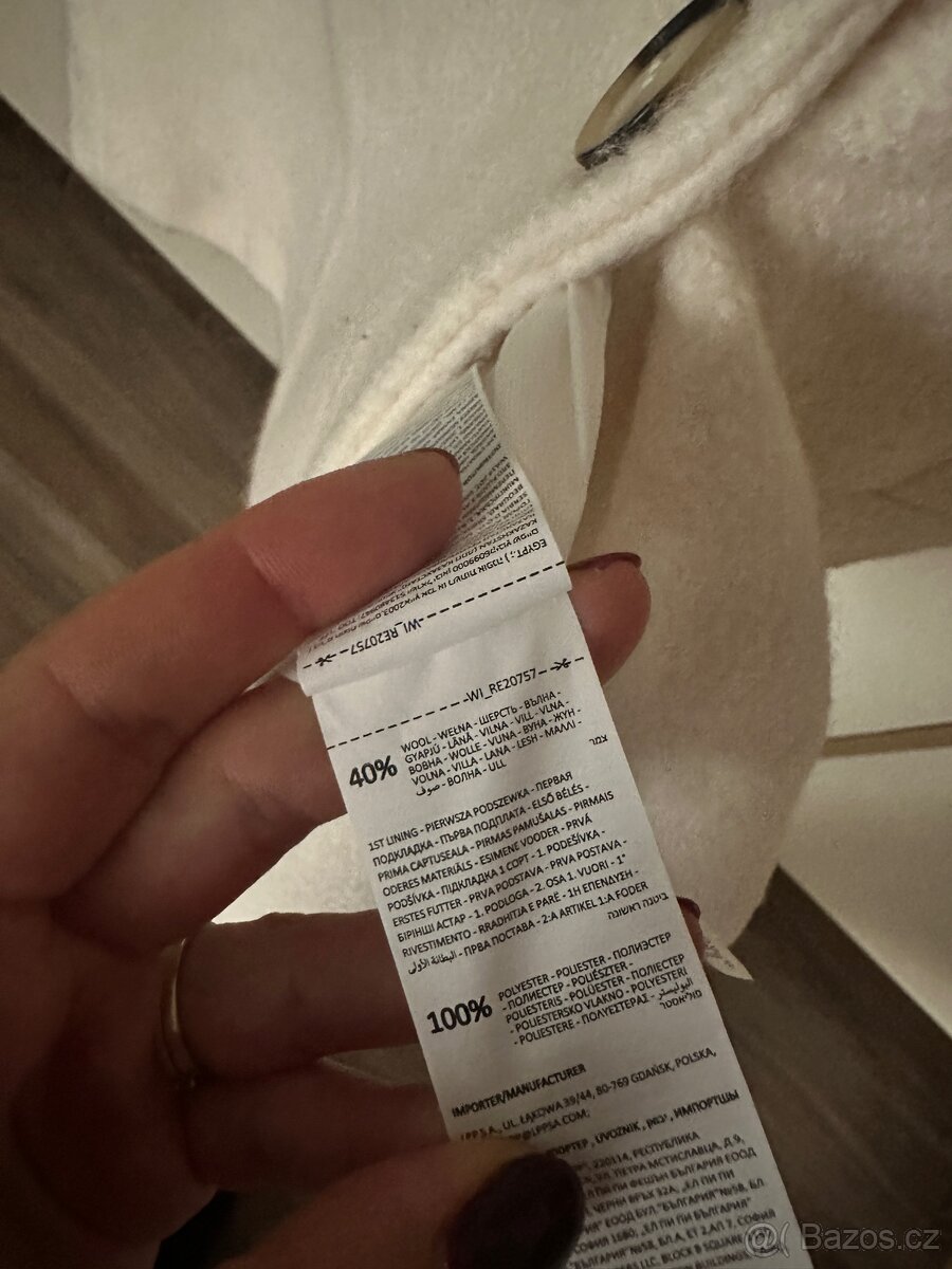 Krémový vlneny zimni kabat Reserved vel L - 5