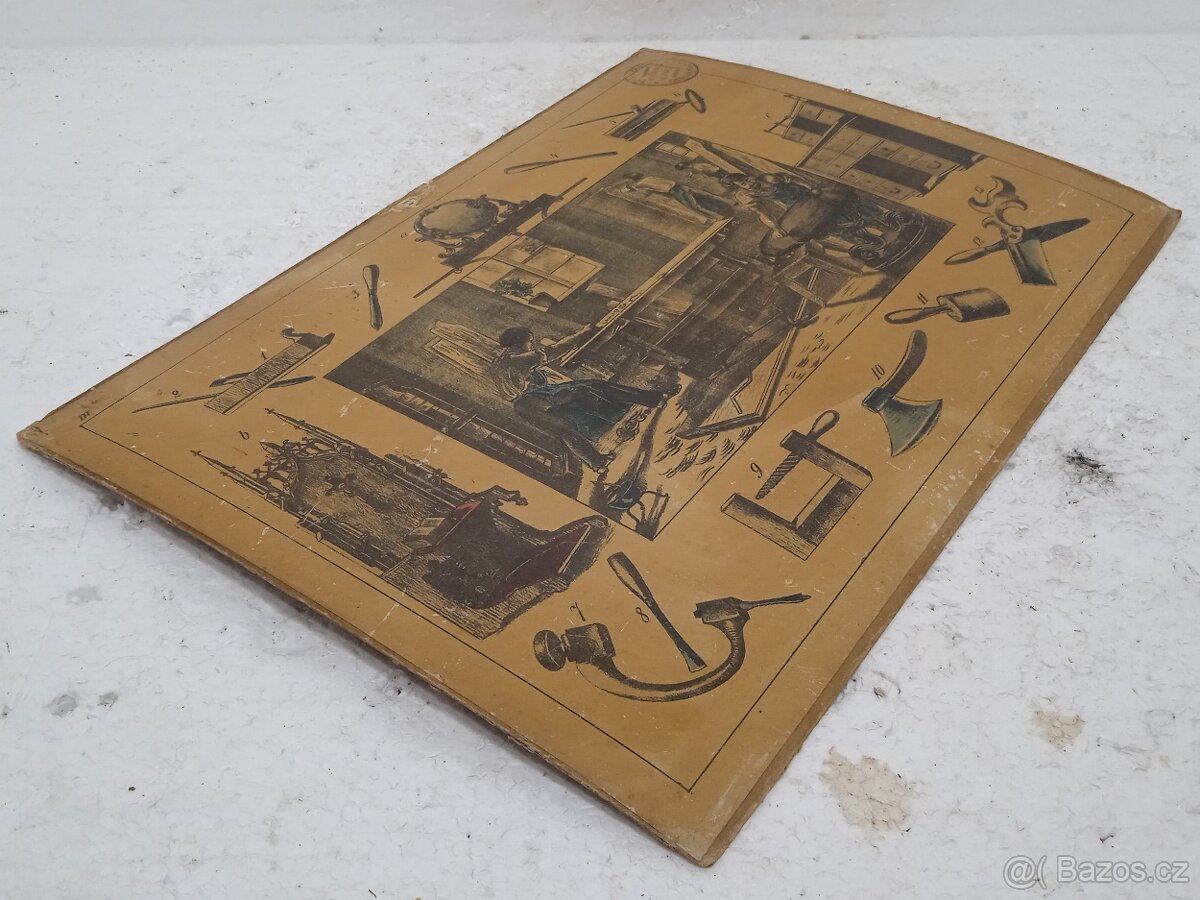 Truhlář - školní pomůcka 1856 - 36,5x26,5cm - 5