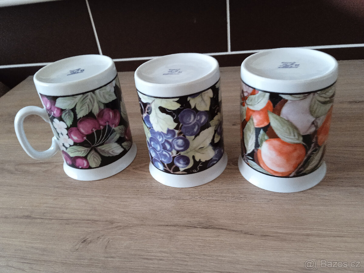 Retro porcelánové hrnky 3ks - ovoce - 5