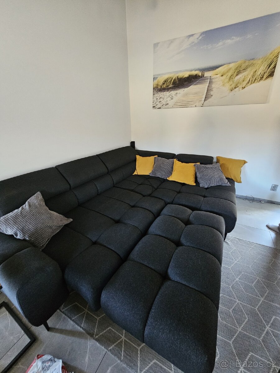 Sedací souprava s elektrickým posuvem + obří taburet - 5