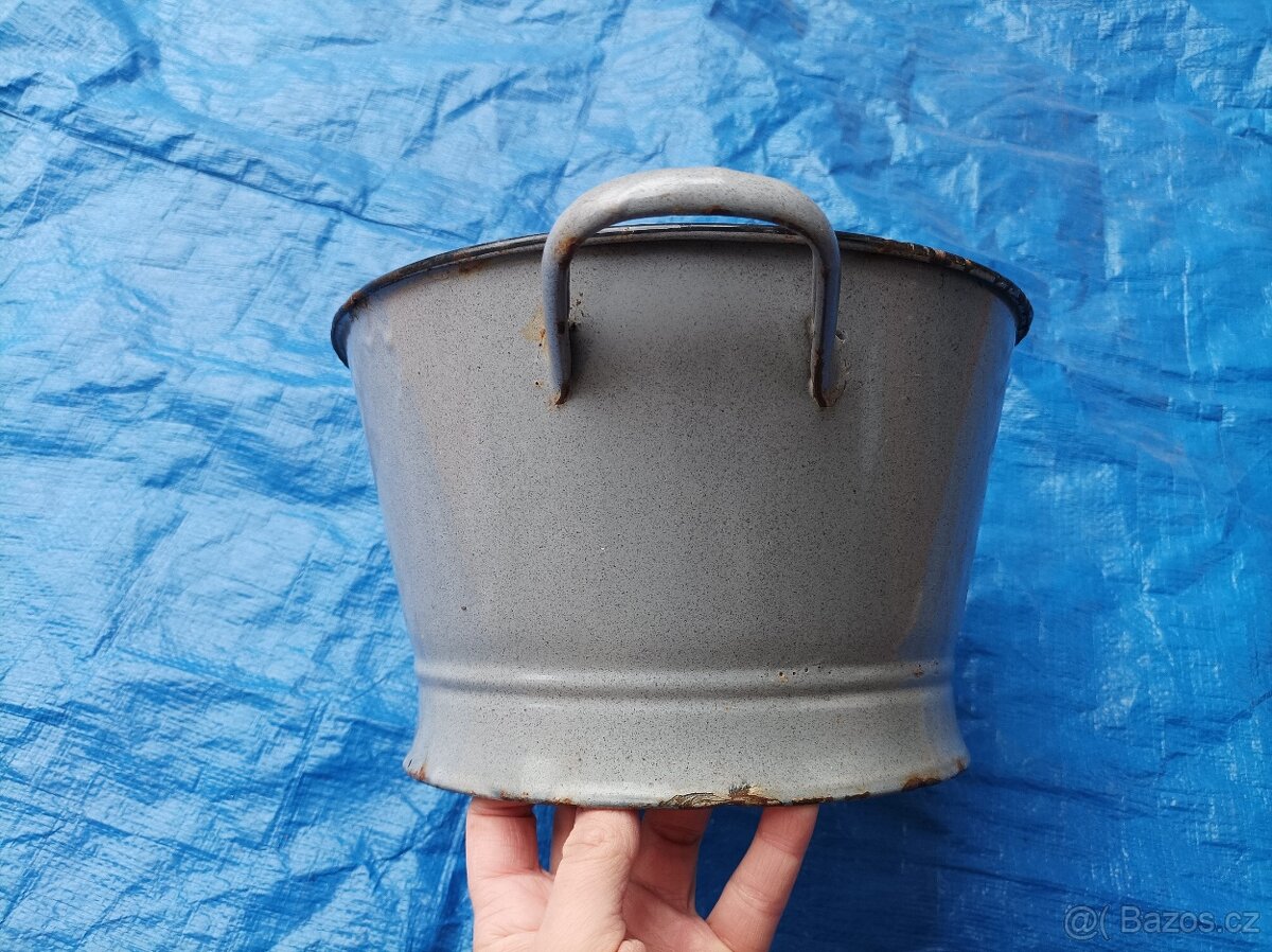 Smaltovaný šedý cedník - 5