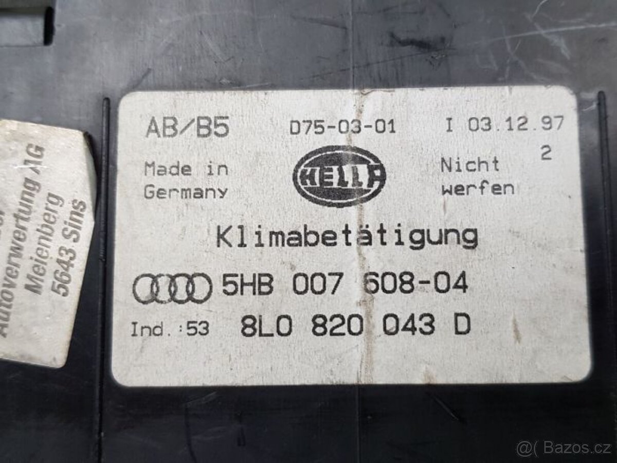 Ovládací panel klimatizace AUDI A3 8L & A4 B5 - 5