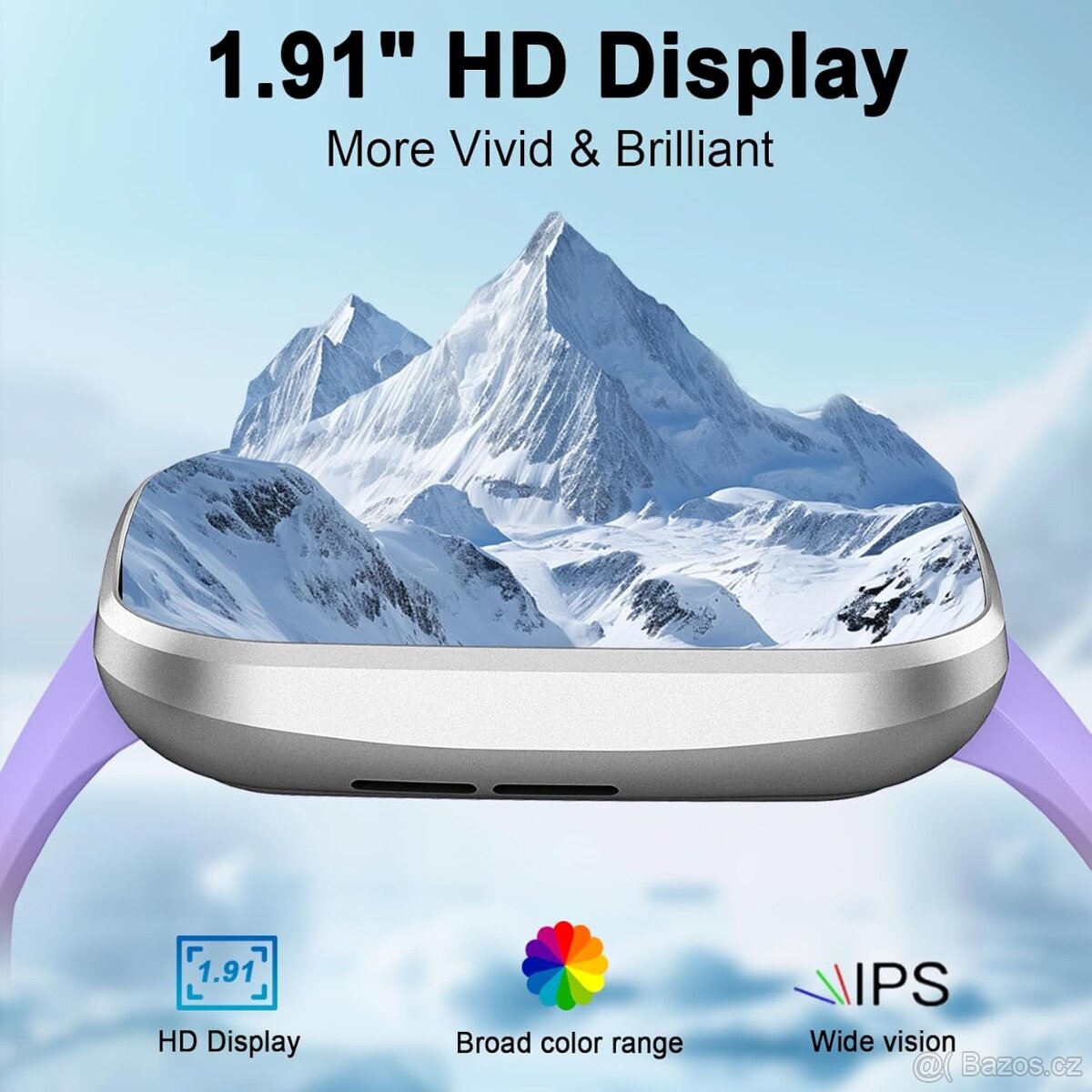 Chytré hodinky KUIZIL T70–1,91" IPS displej, CZ,fialové - 5