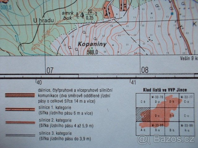 Vojenská profesionální tajná mapa Mirošov Brdy Jince ČSLA - 5