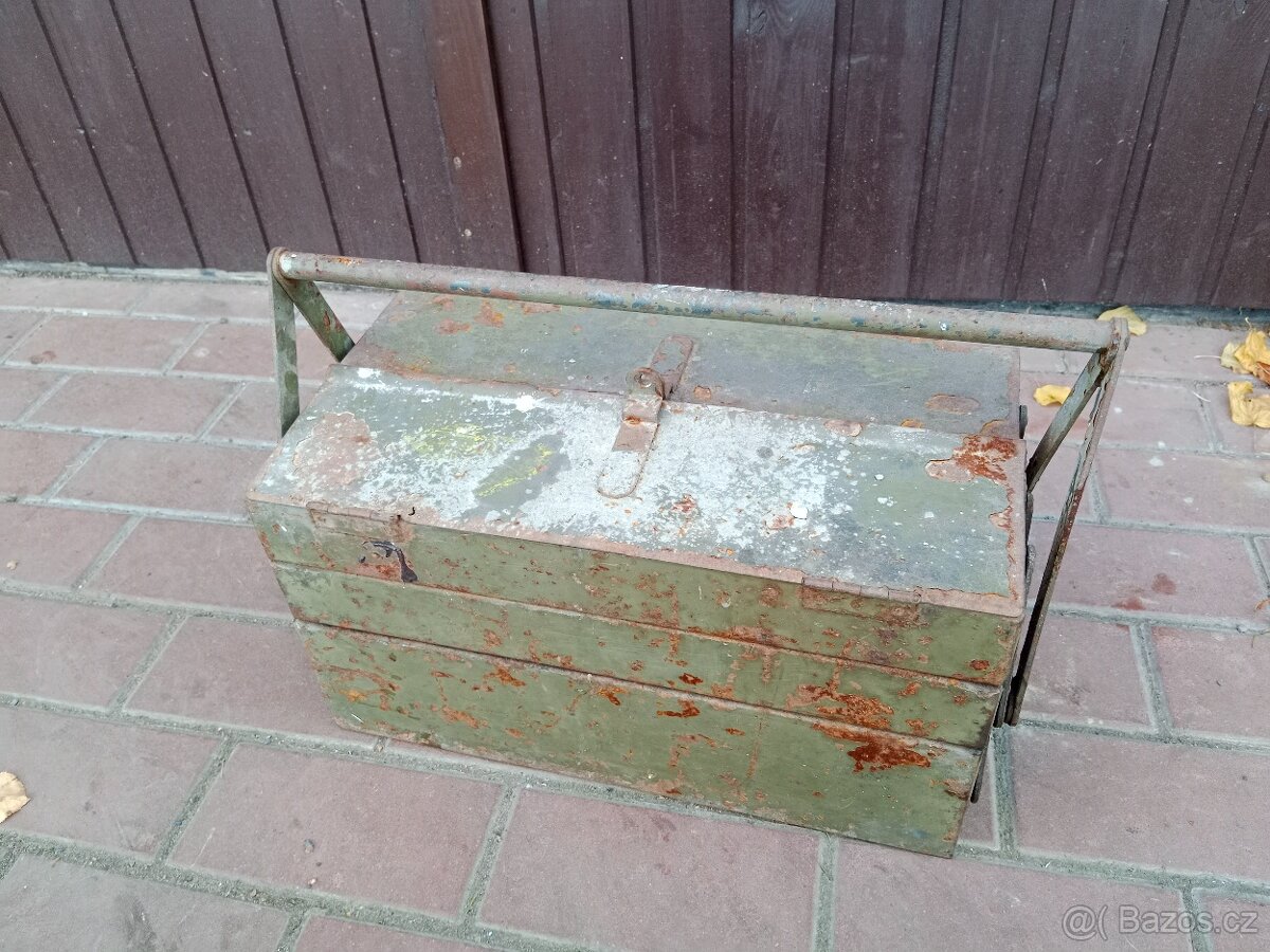 Bedna na nářadí plechová retro tři patra - 5