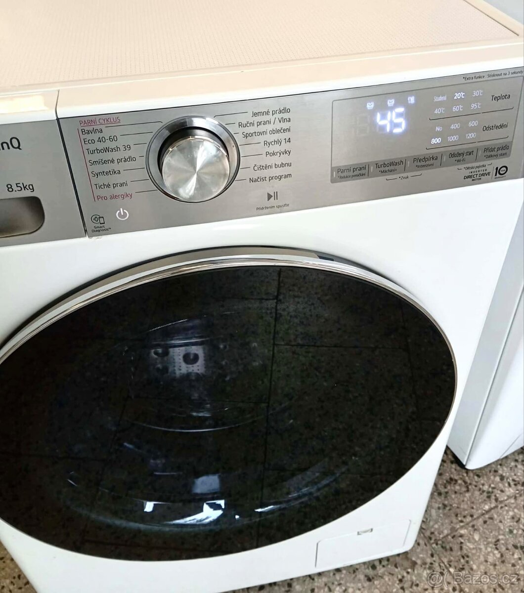 Prodám parní chytrou pračku LG, 8,5 kg, invertor motor - 5