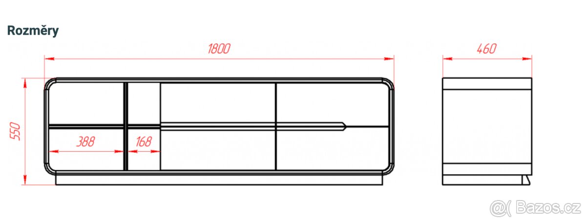 Skříňka pod TV 180 z masivního dubového dřeva - 5