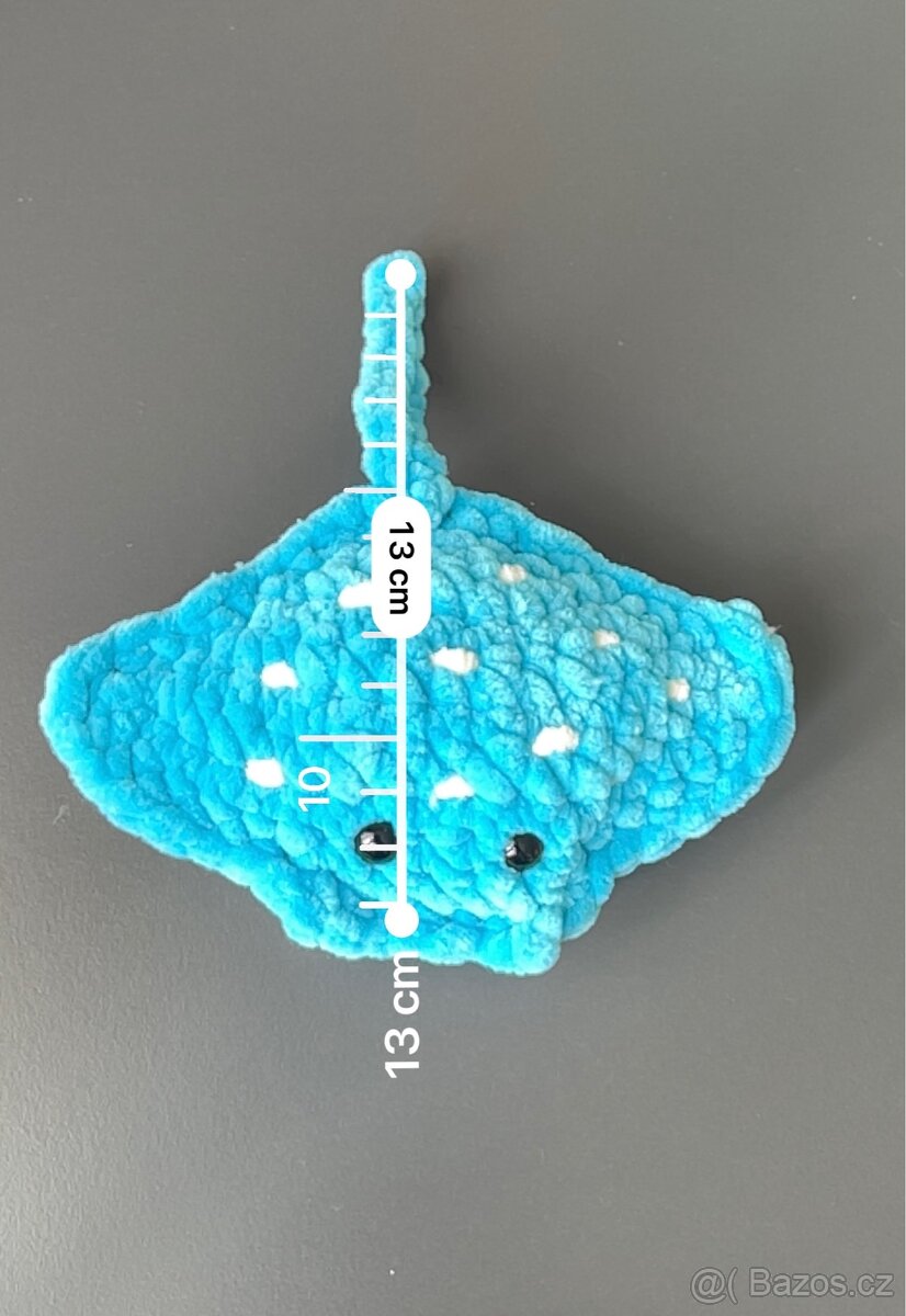 Ručně háčkovaná manta - modrá - 5