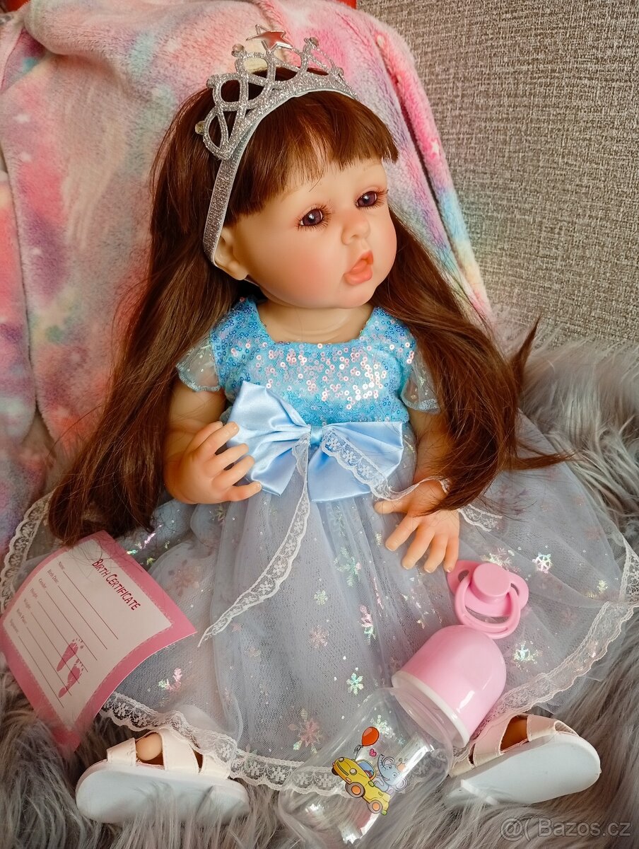 Realistická Reborn panenka modrá princezna - 5