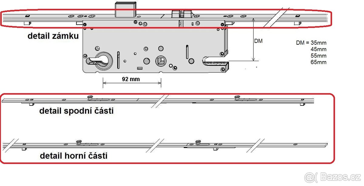 Lišta pro vícebodový dveřní zámek Maco Protect G-TS (92 mm) - 5