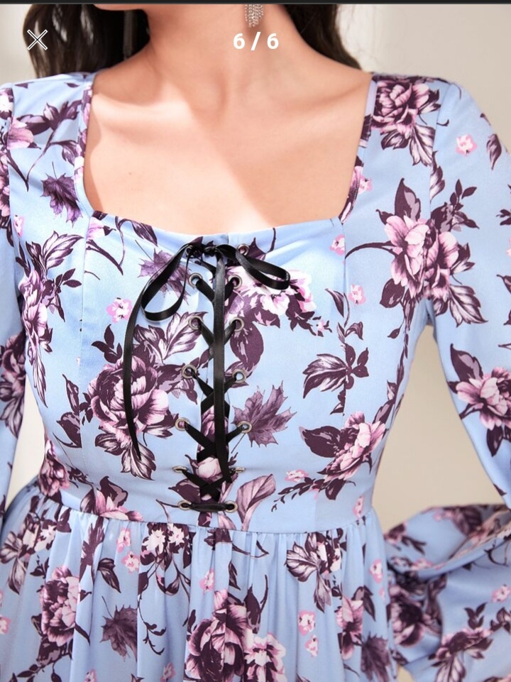 Květované dlouhé šaty se šněrováním - NOVÉ - 5