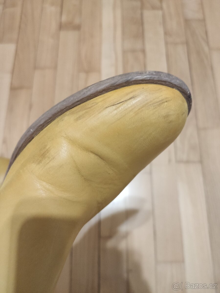 Dámské jarni kožené kozačky okrová barva - 5